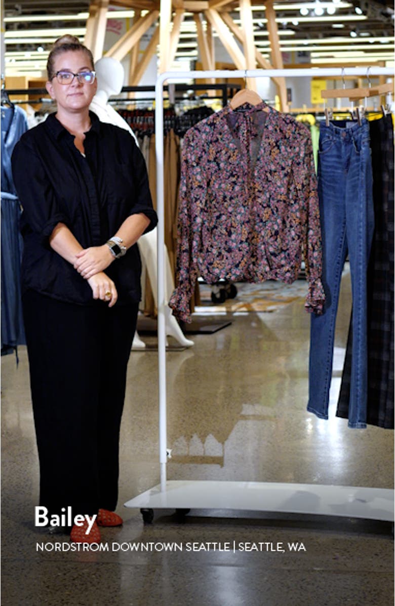 Floral Print Tie Neck Top, sales video thumbnail