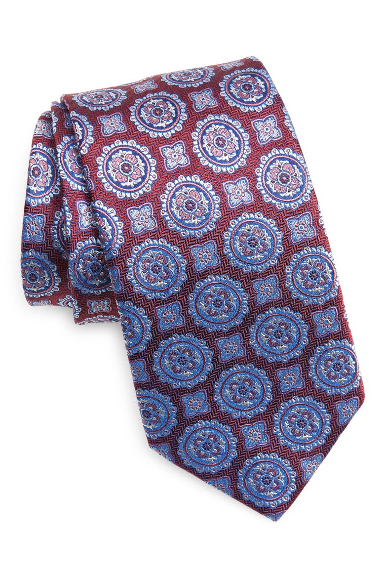 Geo Silk Tie, Main, color, RED