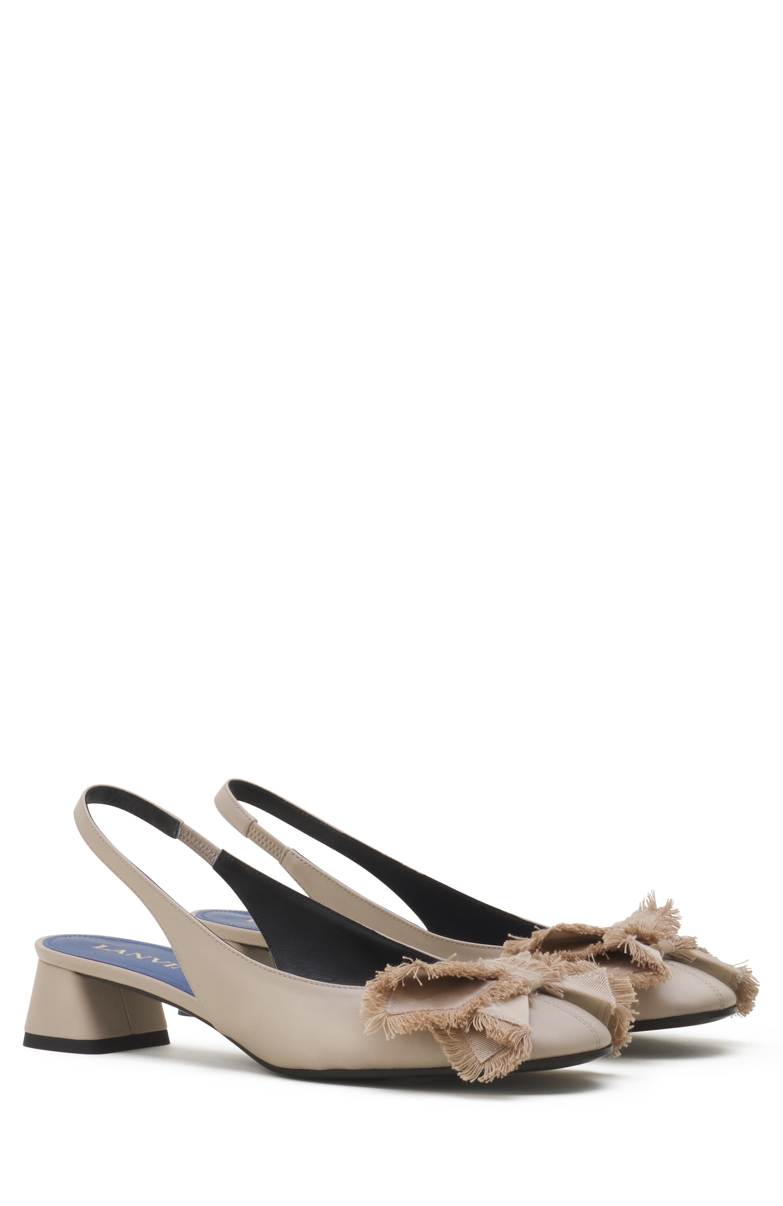 Heeled Slingback Ballerina In Leather, Alternate, color, Sand