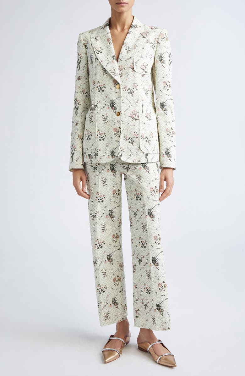 Giambattista Valli Floral Embroidered Cotton Jacket, Alternate, color, Ivory/ Quartz Rose