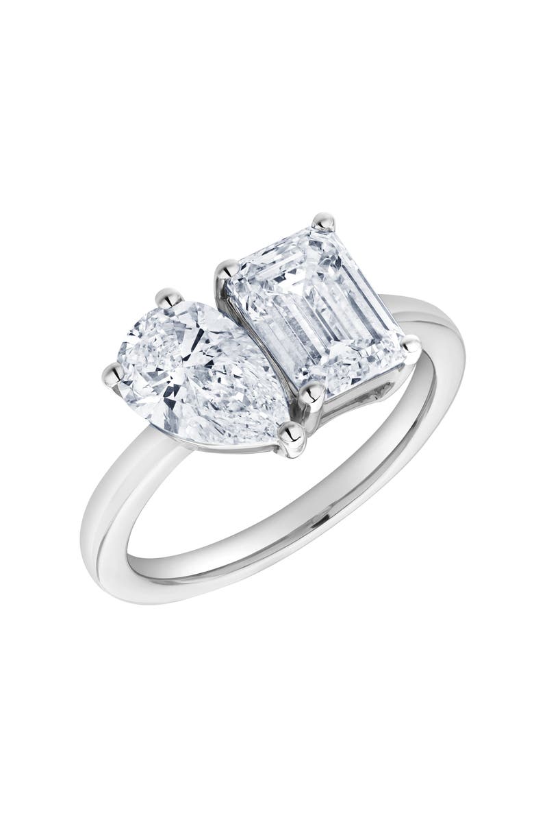 LuvMyJewelry Evermore 14K Gold Toi et Moi Emerald and Pear Lab Grown Diamond Ring - 3 ct, Alternate, color, 14K White Gold