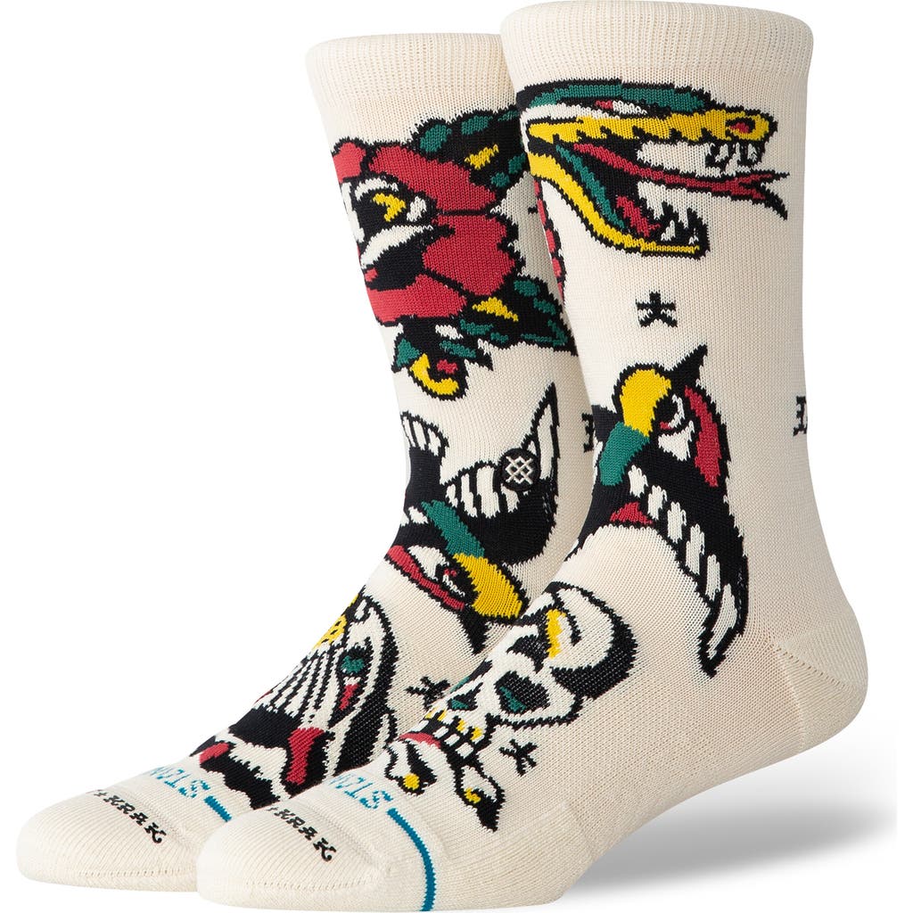 Stance Flash Cotton Blend Crew Socks In Neutral