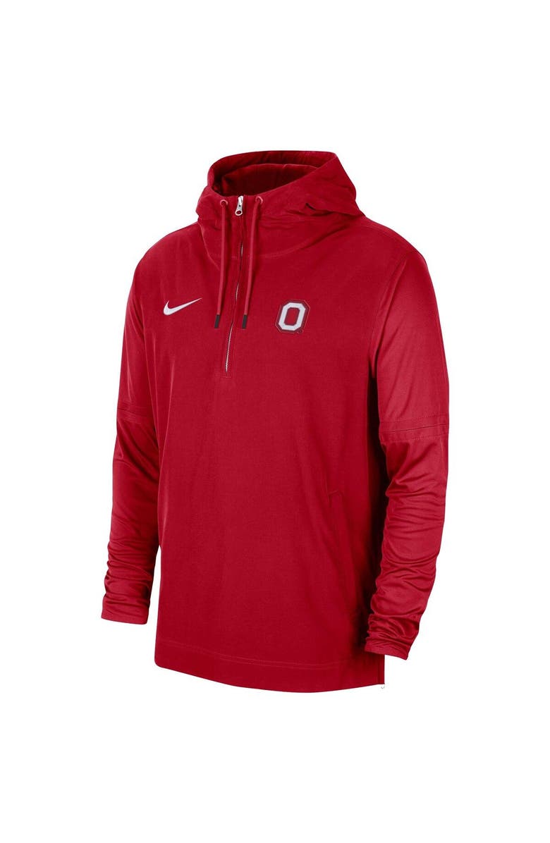 Nike Men's Nike Scarlet Ohio State Buckeyes 2023 Sideline Player Quarter-Zip Hoodie Jacket, Alternate, color, Scarlet