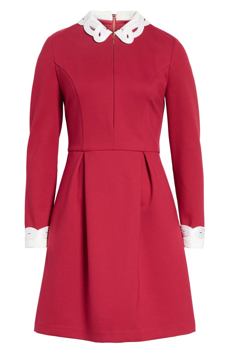 Ted Baker London Shealah Embroidered Trim A-Line Dress, Alternate, color,