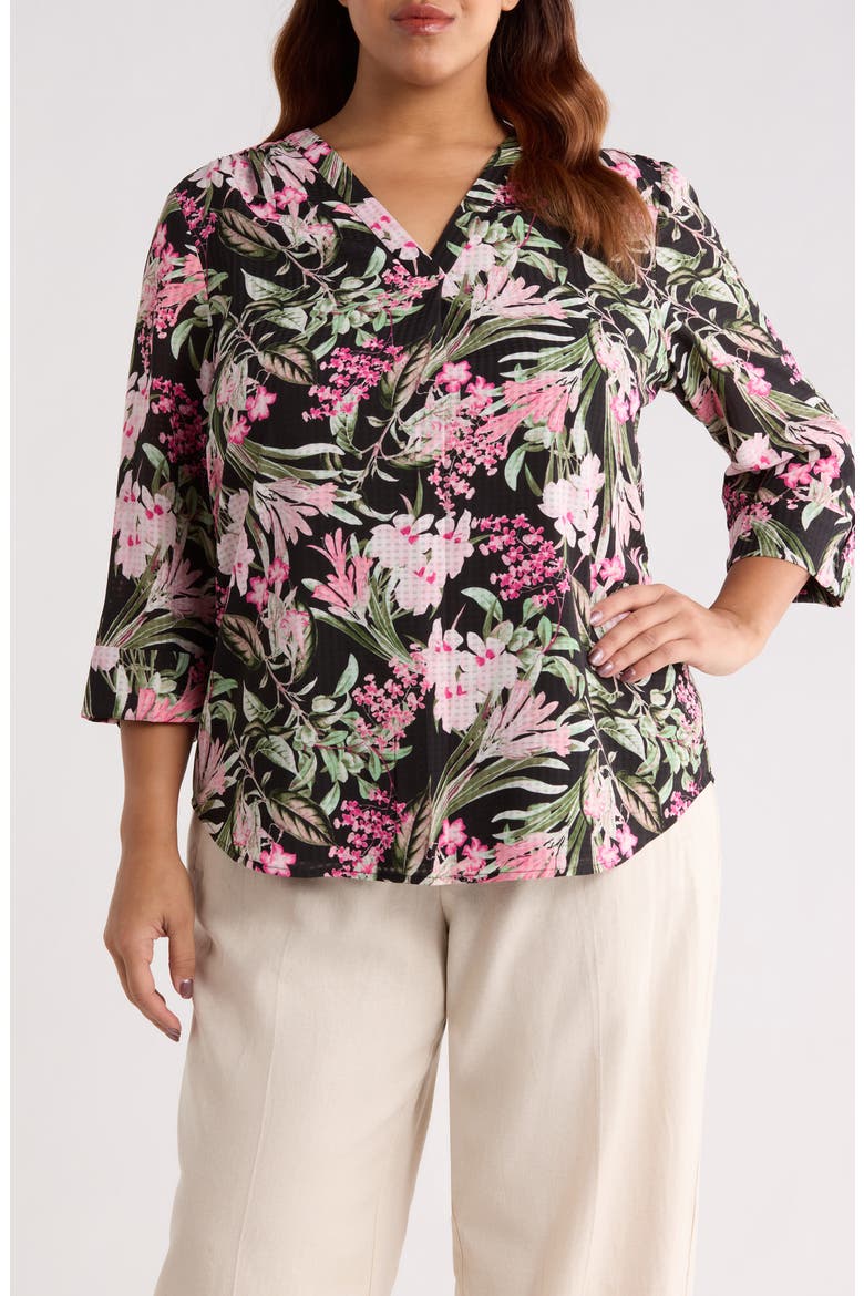 Tropical Floral Print Tunic, Main, color, JONES BLACK MULTI