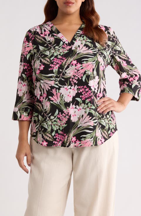 Tropical Floral Print Tunic (Plus)