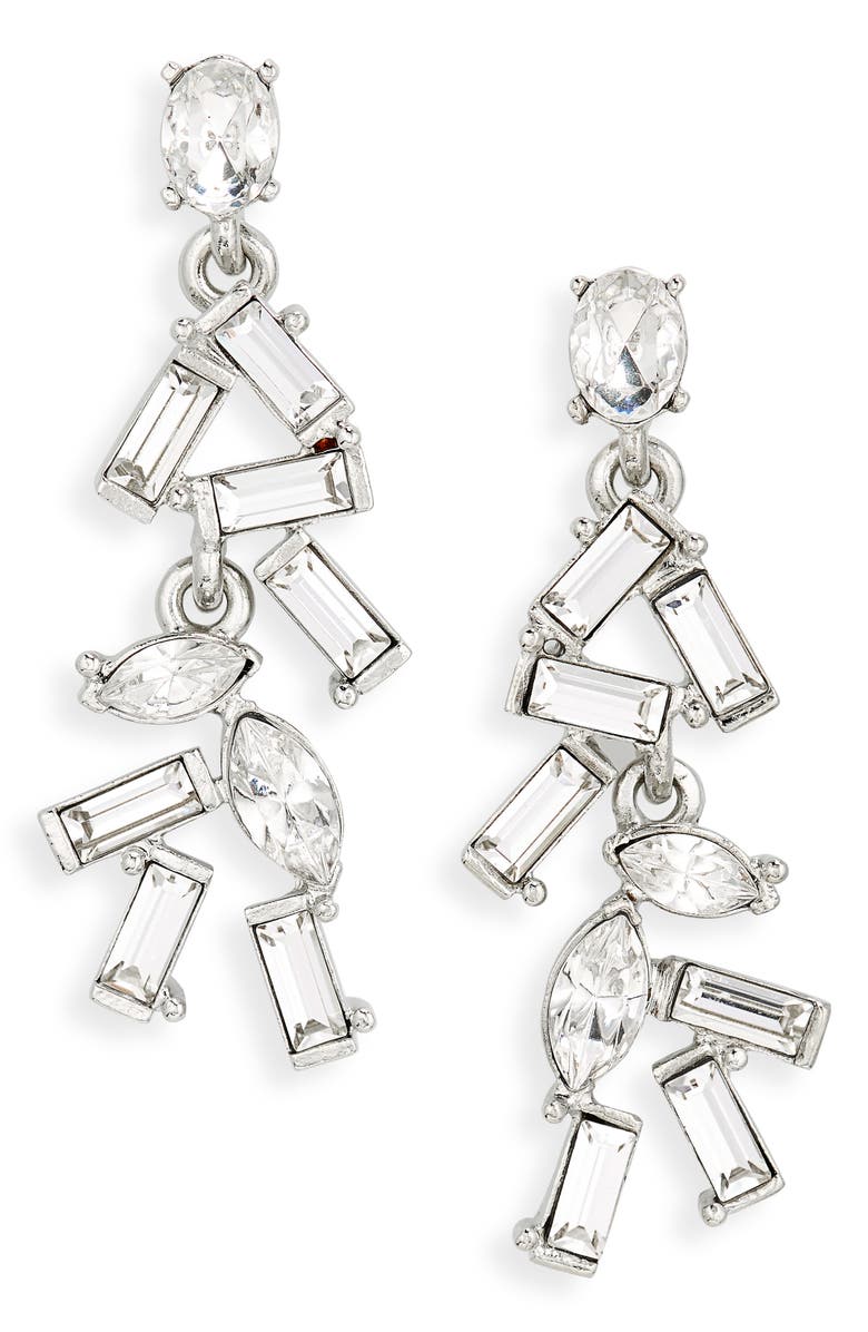 Oscar de la Renta Crystal Confetti Drop Earrings, Main, color, 