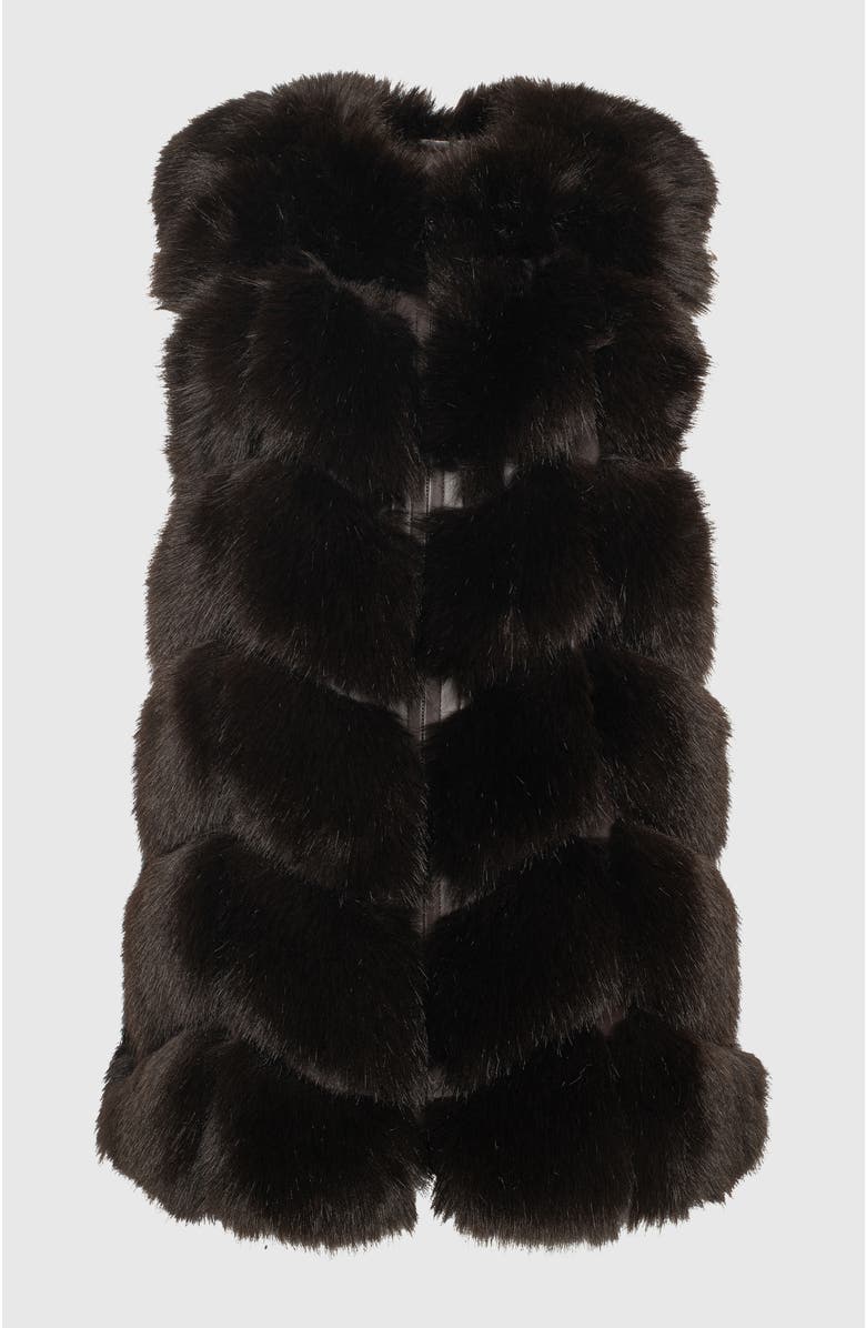Lyla Grant Fur-Free Fox (Faux Fur) Chevron Vest, Alternate, color, Brown