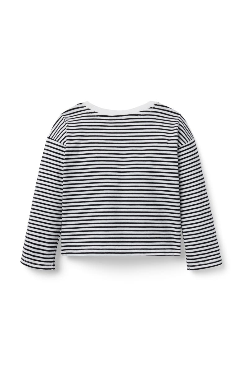 Janie and Jack Striped Bow Top, Alternate, color, Black