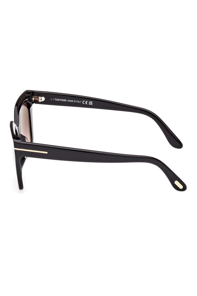 Winona 53mm Gradient Cat Eye Sunglasses, Alternate, color, SHINY BLACK / GRADIENT ROSE
