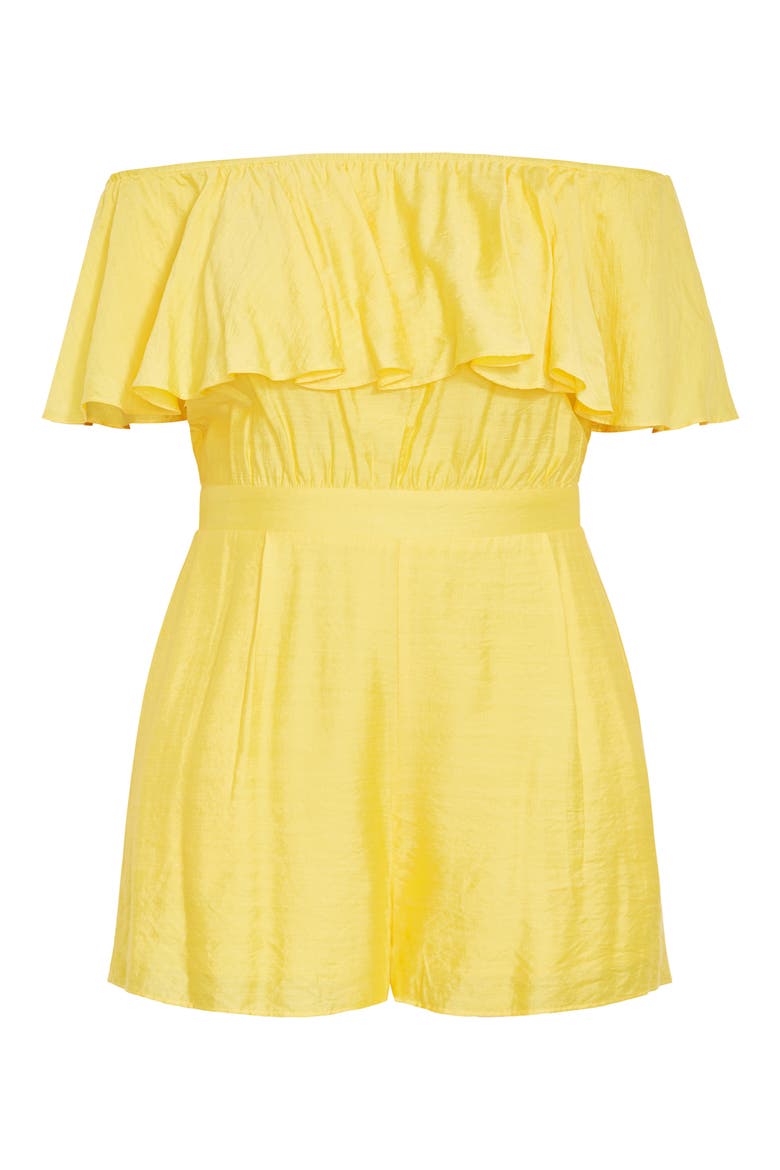 Serene Ruffl Off-the-Shoulder Romper, Alternate, color, SUNSHINE