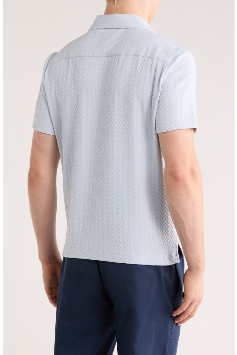 Textured Short Sleeve Button-Up Shirt, Alternate, color, LIGHT BLUE