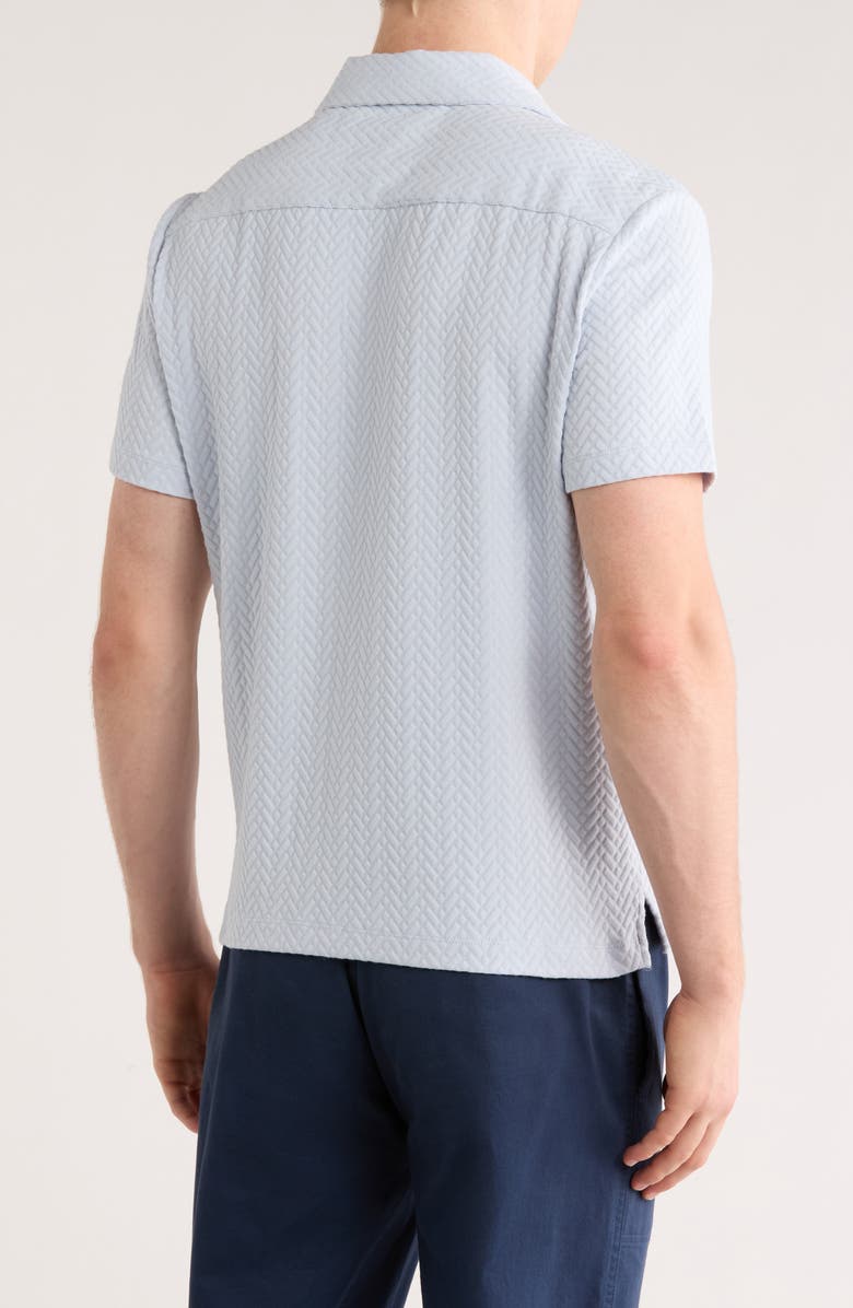 DENIM AND FLOWER Textured Short Sleeve Button-Up Shirt, Alternate, color, Light Blue