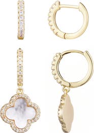 Adornia Set of 2 Halo Mother-of-Pearl Hoop Earrings