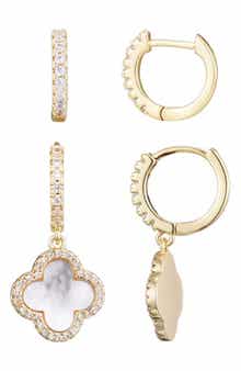 Adornia Set of 2 Halo Mother-of-Pearl Hoop Earrings