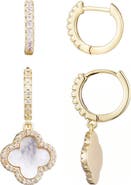 Adornia Set of 2 Halo Mother-of-Pearl Hoop Earrings