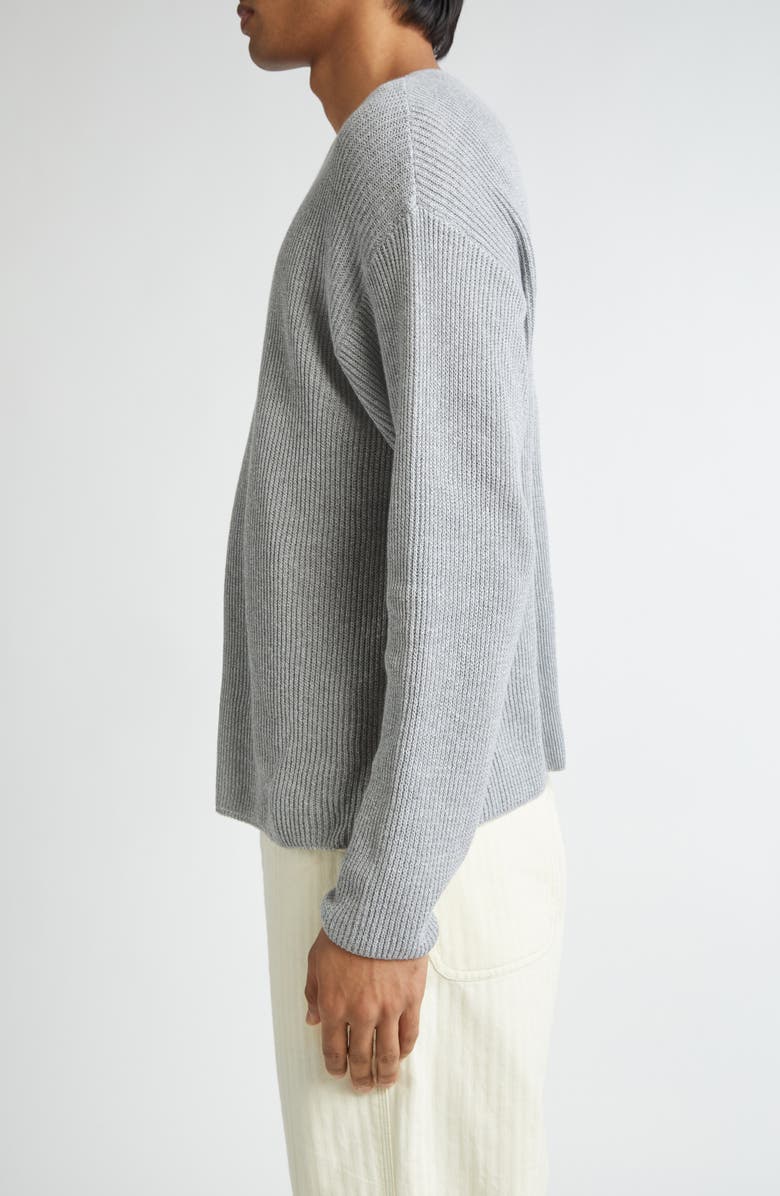 Bode Weymouth Cotton & Linen Rib Sweater, Alternate, color, Grey