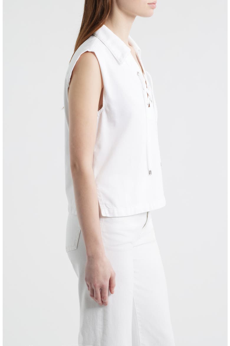 Featherweight Fiona Lace-Up Sleeveless Shirt, Alternate, color, OPTIC WHITE