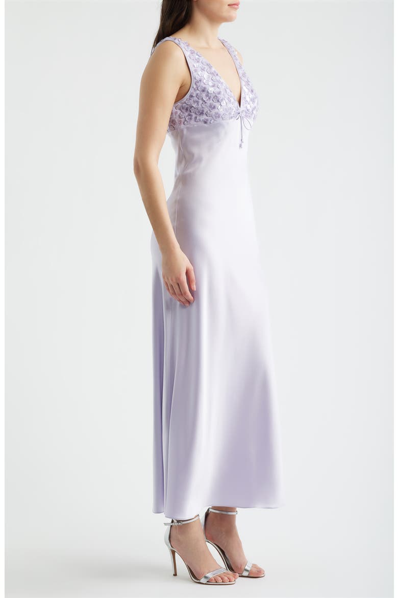 Serefina Sequin Flower Satin Gown, Alternate, color, LAVENDER