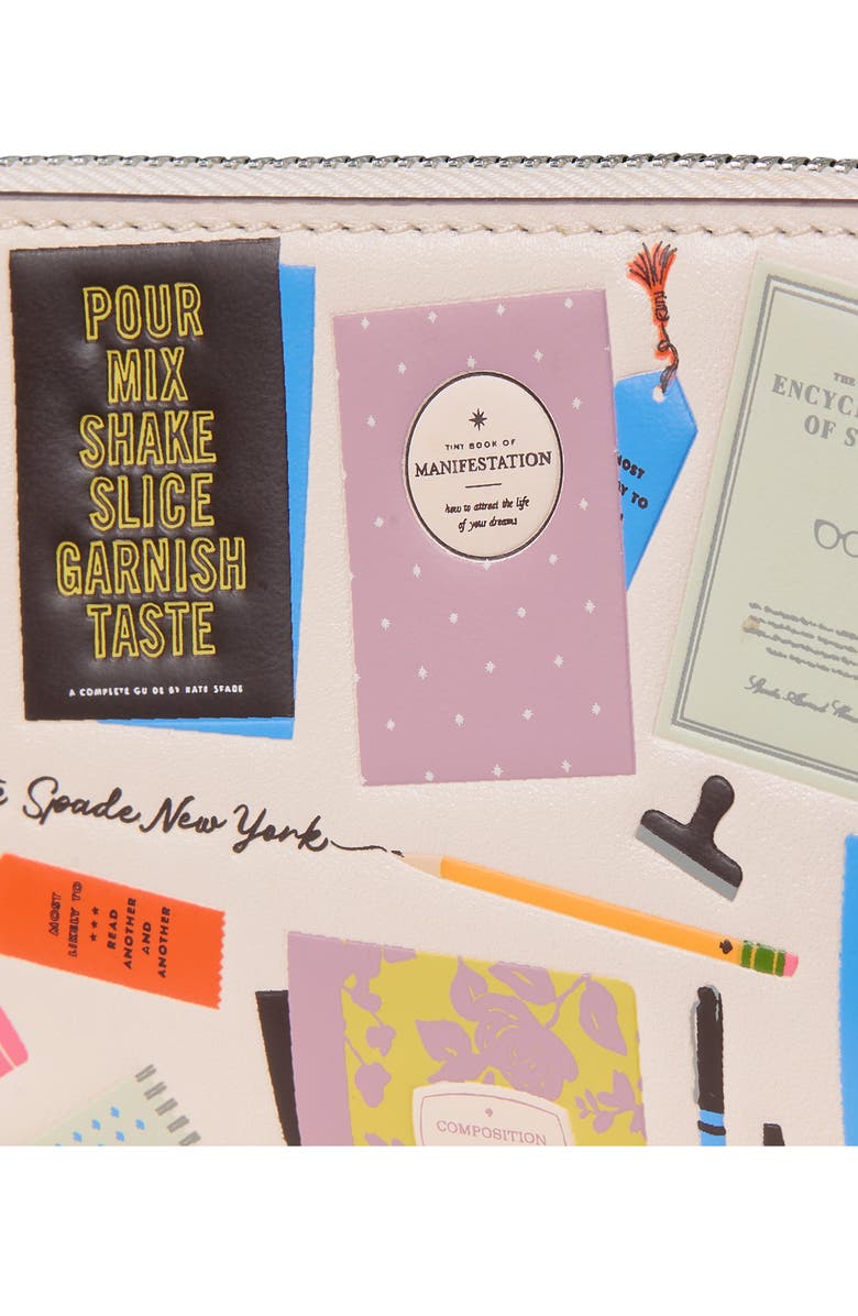 Kate Spade New York page turner bestsellers print leather wallet, Alternate, color, Cream Multi