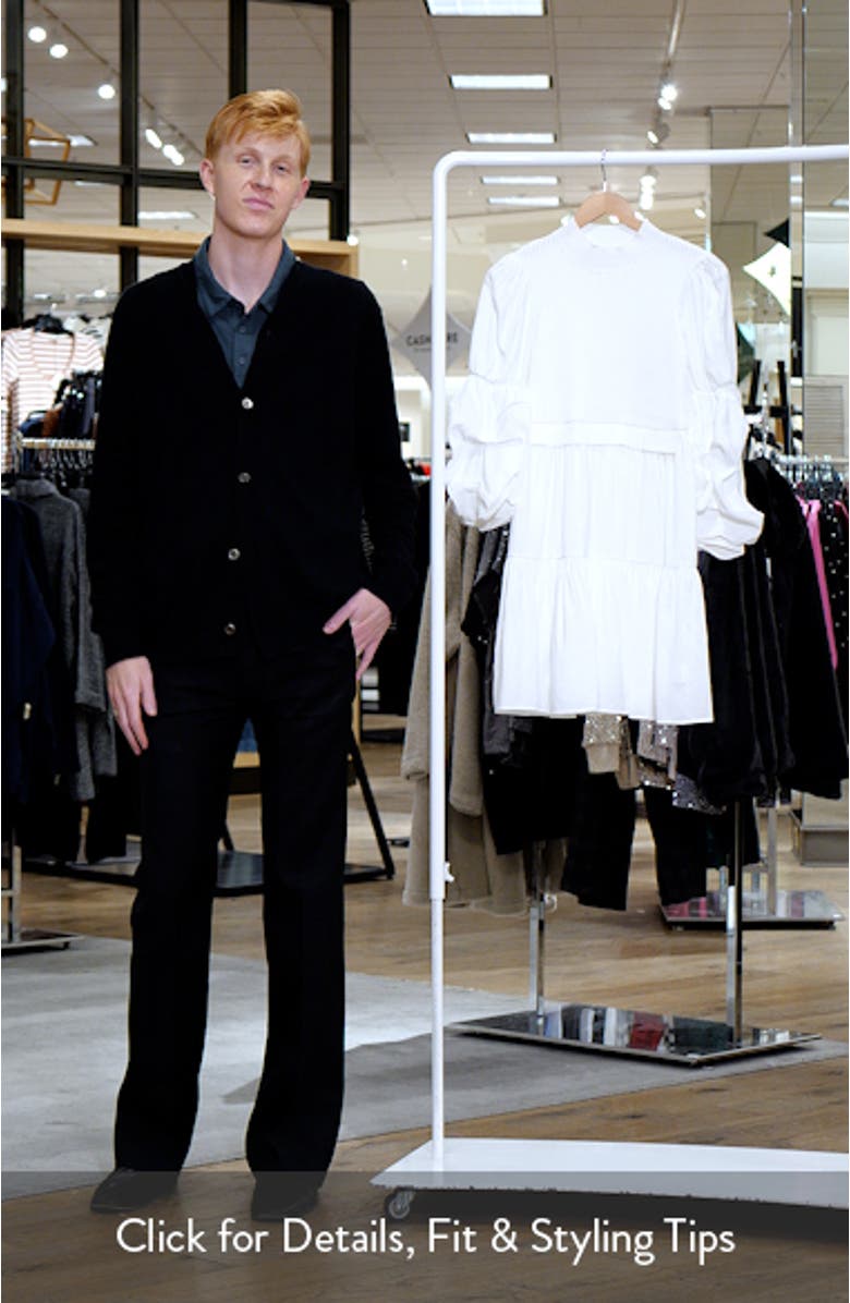 Mixed Media Long Sleeve Tiered Dress, sales video thumbnail