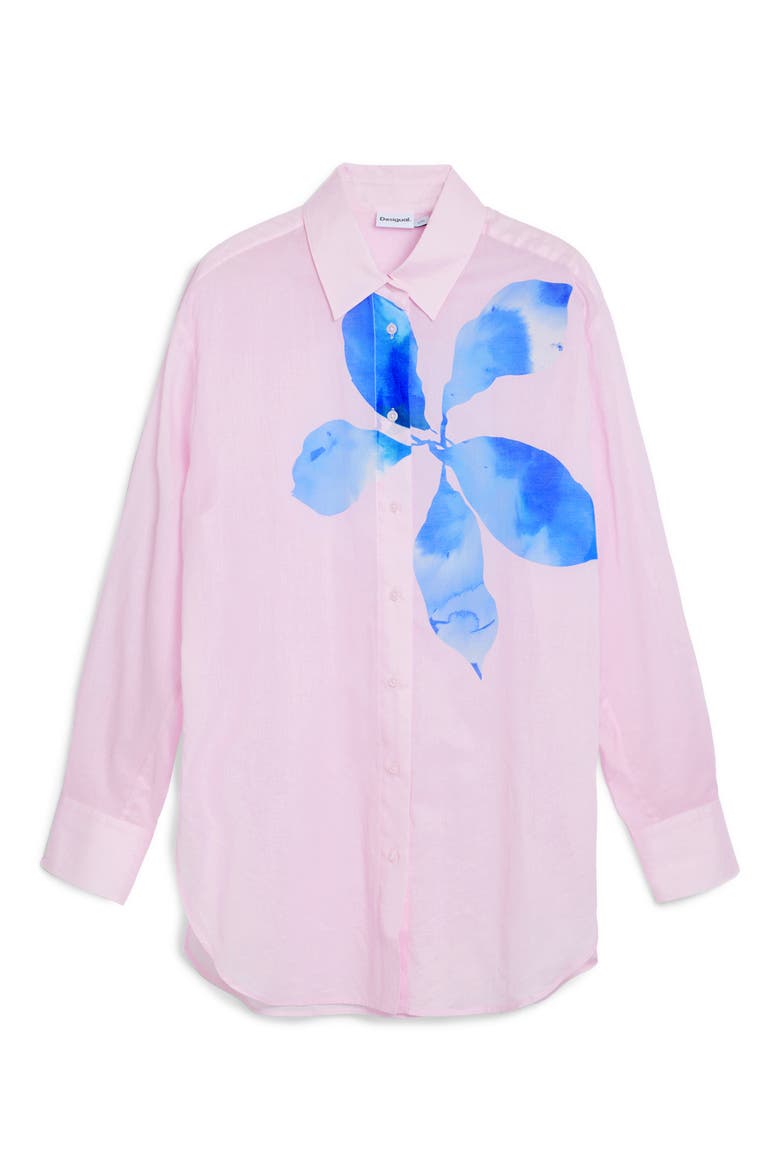 Relaxed Fit Cotton Button-Up Shirt, Alternate, color, PINK