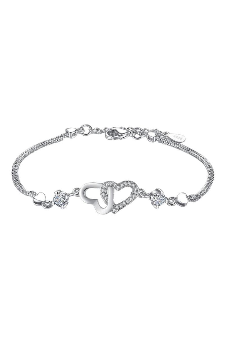 I Love You Bracelet with Cubic Zirconia, Main, color, silver