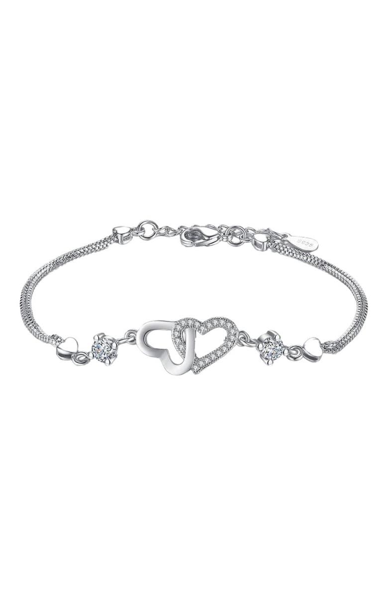 DLORIA I Love You Bracelet with Cubic Zirconia, Main, color, Silver