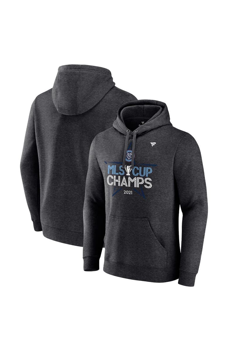 FANATICS Men's Fanatics Branded Heathered Charcoal New York City FC 2021 MLS Cup Champions Locker Room Pullover Hoodie, Main, color, 