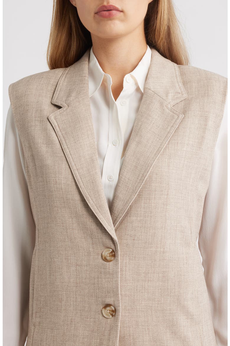 Tweed Button-Up Vest, Alternate, color, HEATHER KHAKI