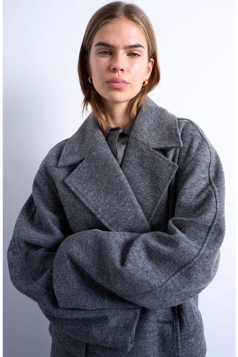 Double Breasted Long Coat, Alternate, color, CHARCOAL