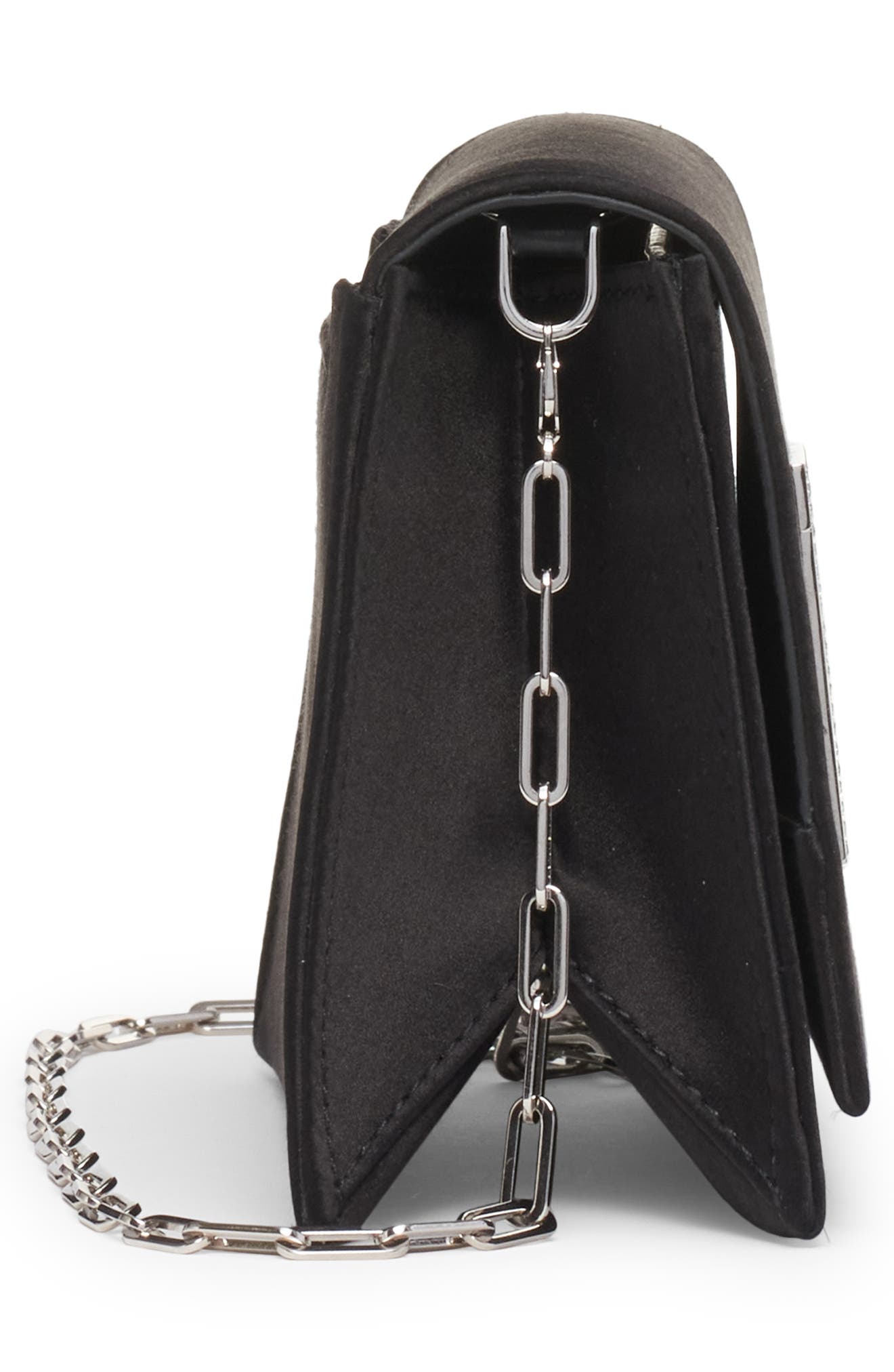 Disco Satin Clutch, Alternate, color, BLACK