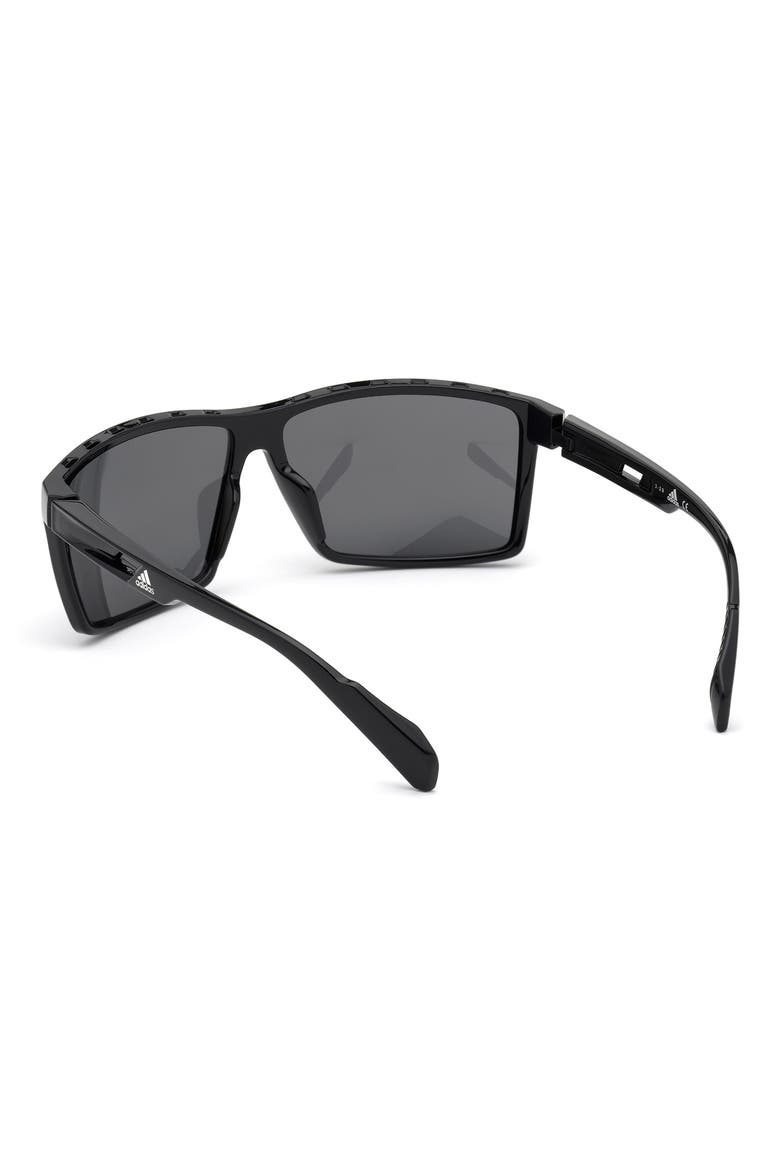 63mm Rectangular Sunglasses, Alternate, color, BLACK / SMOKE POLARIZED LENSES