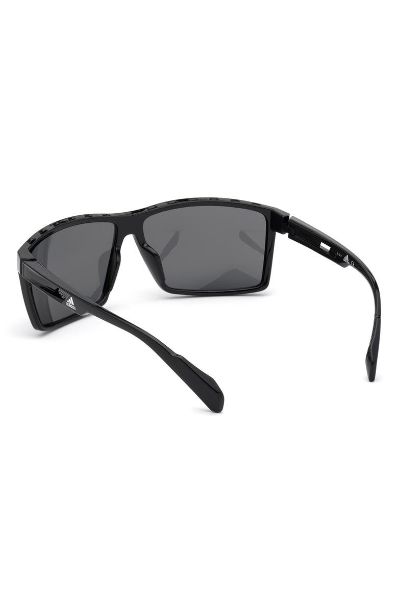 adidas 63mm Rectangular Sunglasses, Alternate, color, Black / Smoke Polarized Lenses