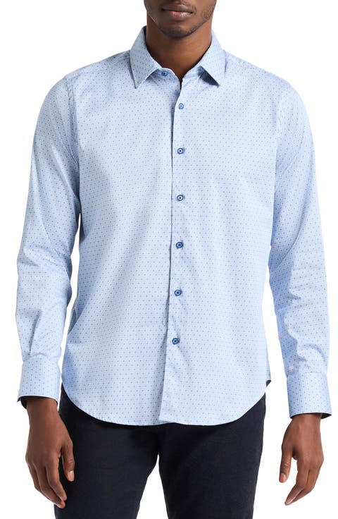 Clayton Geo Print Stretch Cotton Button-Up Shirt