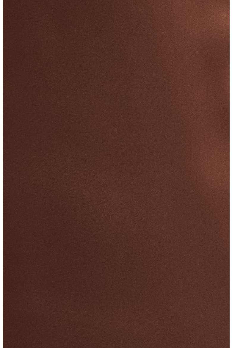 Belted Mock Neck Satin Midi Dress, Alternate, color, BROWN