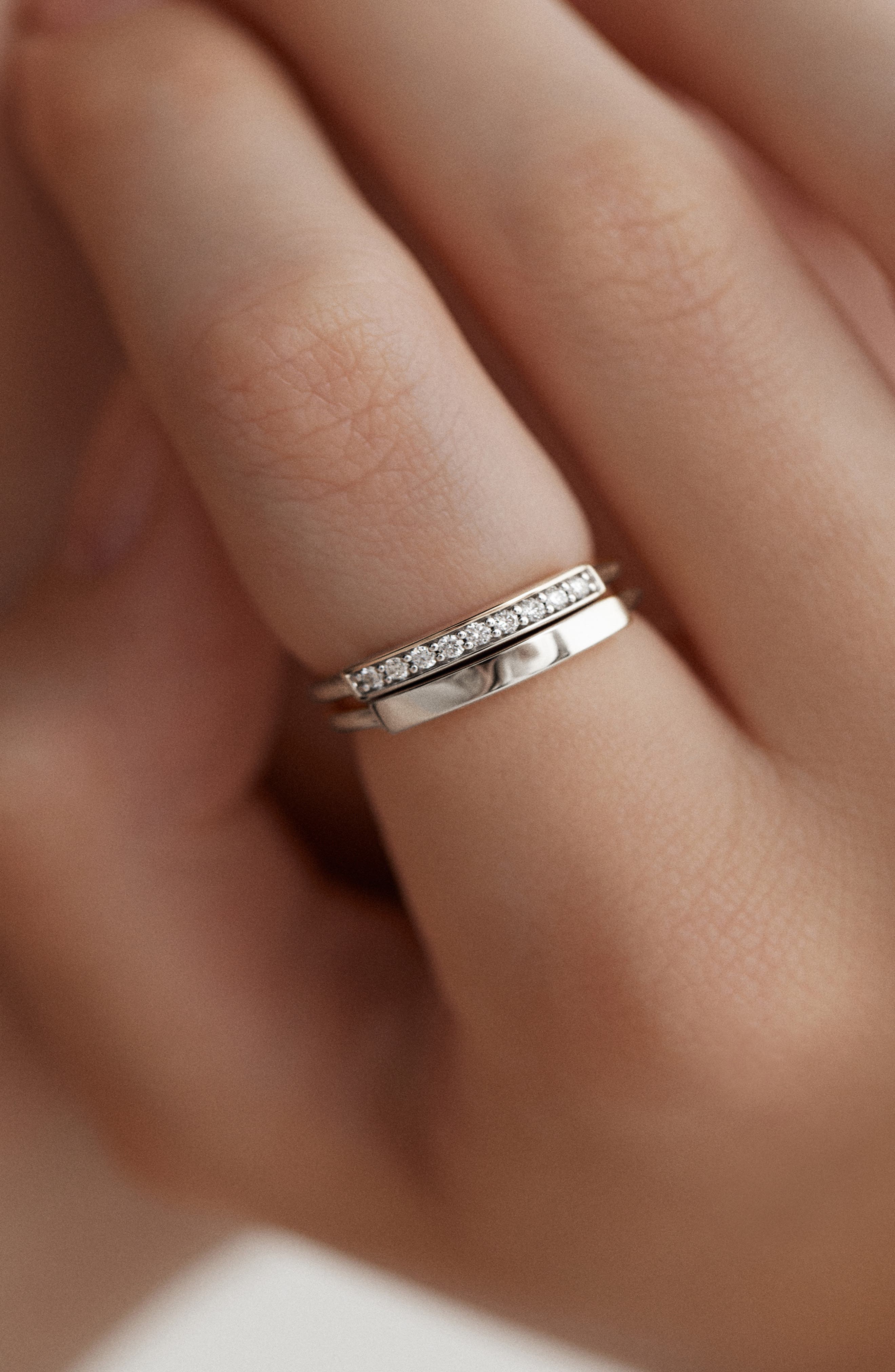 Monica Vinader Linear Sterling Silver Lab Grown Diamond Pavé Band Ring ...