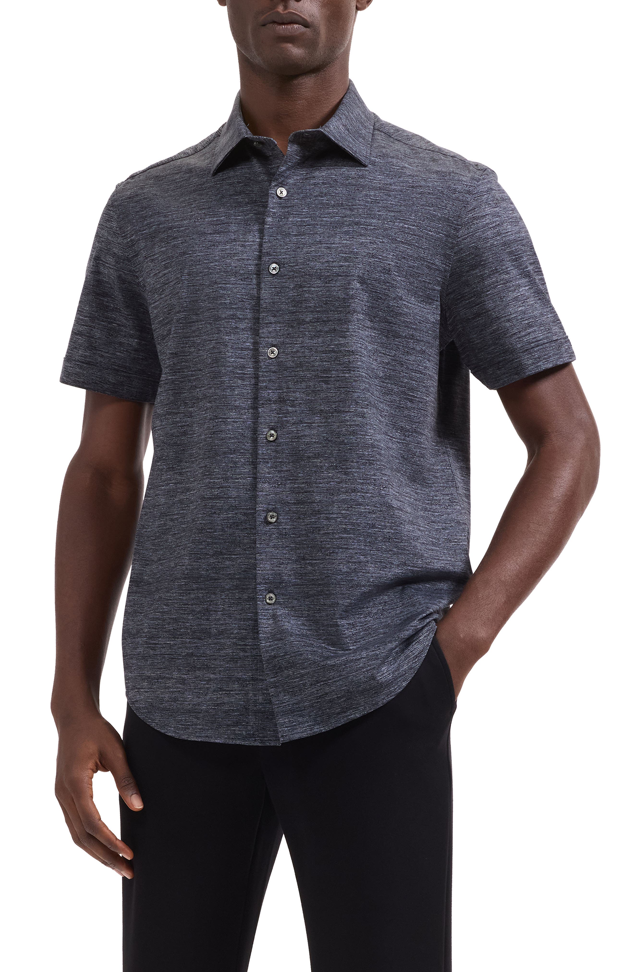 Miles OoohCotton Space Dye Short Sleeve Button-Up Shirt