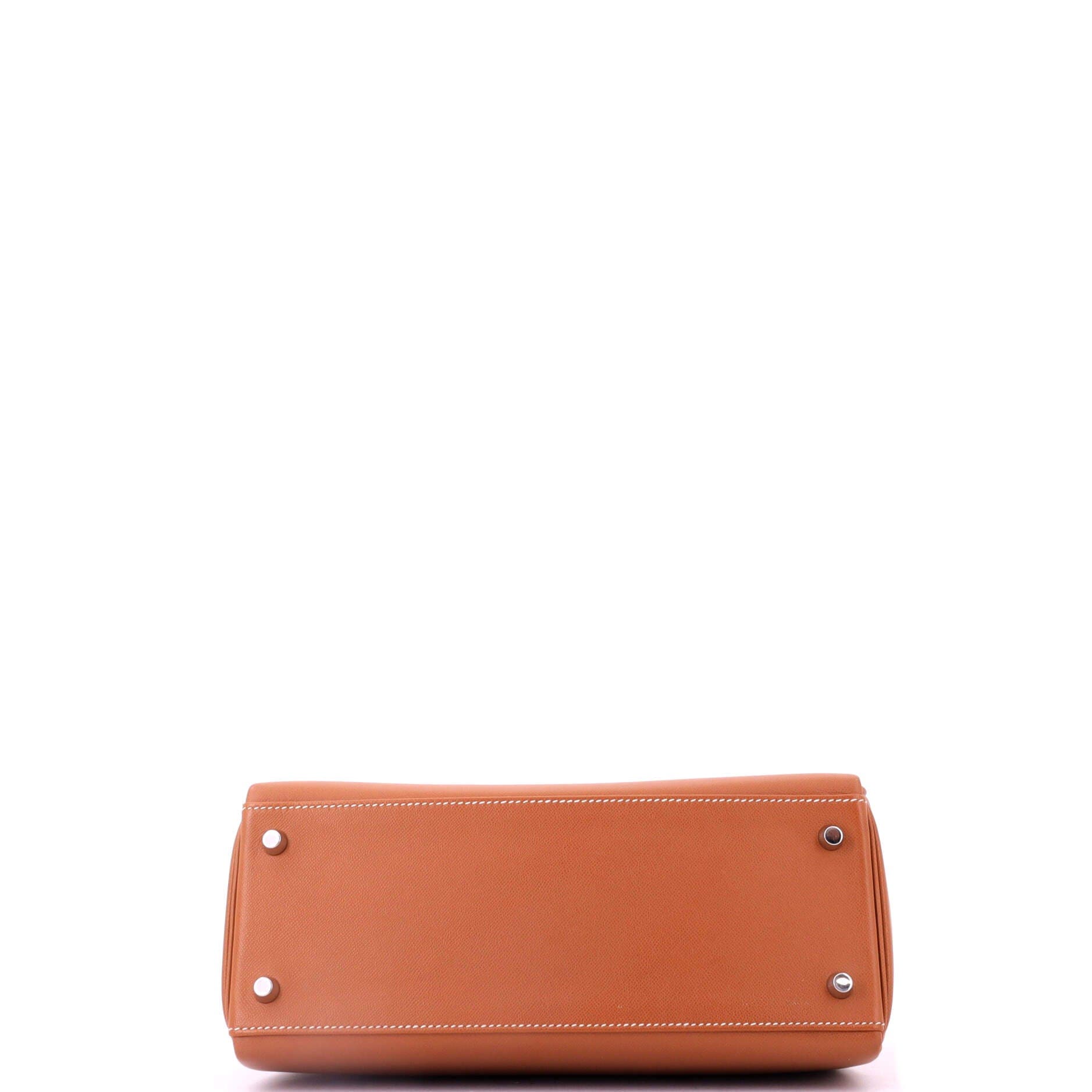 Pre-Owned Hermes Kelly Handbag Brown Madame with Palladium Hardware 28, Alternate, color, Gold