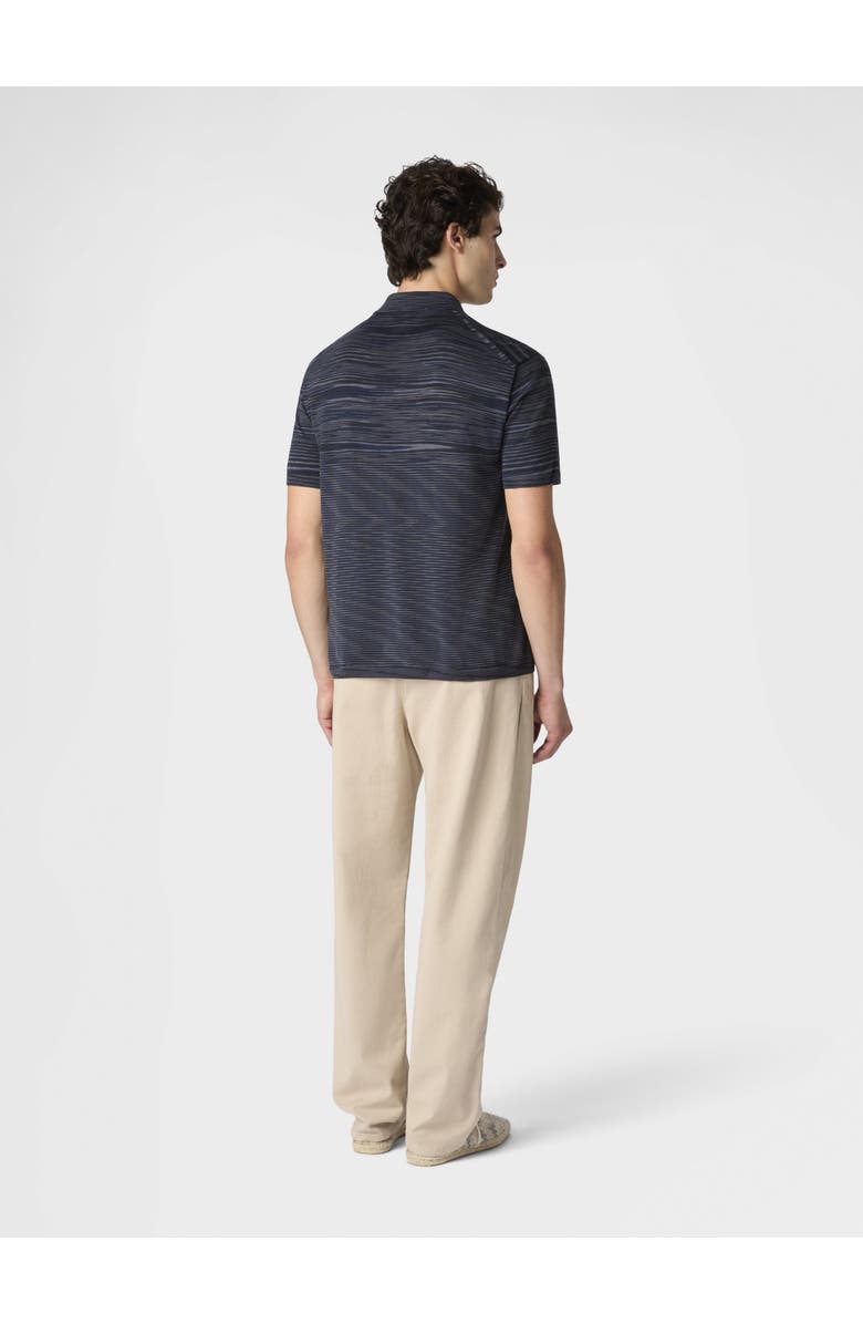 Missoni Flamed Mercerized Cotton Polo Shirt, Alternate, color, Beige& White