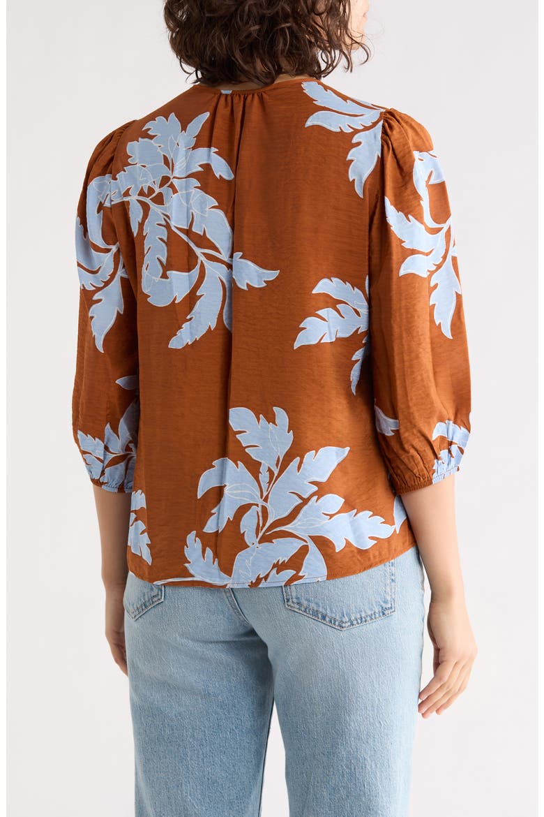 Floral Balloon Sleeve Top, Alternate, color, RUST