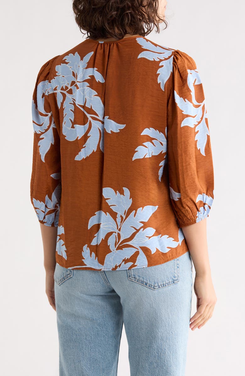 Renee C Floral Balloon Sleeve Top, Alternate, color, Rust