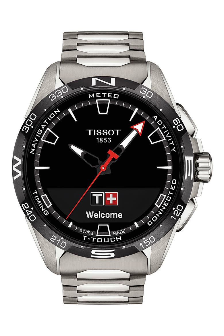 T-Touch Connect Solar Smart Bracelet Watch, 47.5mm, Main, color, SILVER