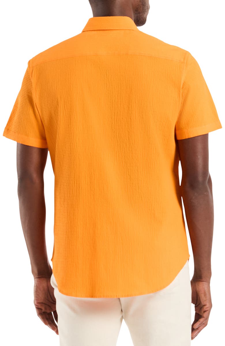 Robert Graham Piers Short Sleeve Stretch Cotton Button-Up Shirt, Alternate, color, Orange