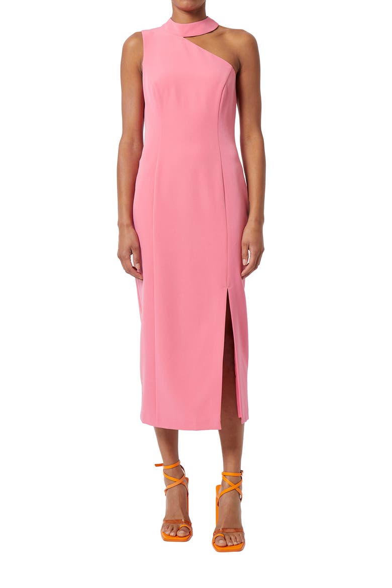 Echo One-Shoulder Crepe Dress, Alternate, color, CAMELLIA ROSE