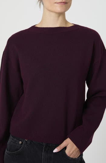 French Connection Boat Neck Drop Shoulder Sweater In Purple