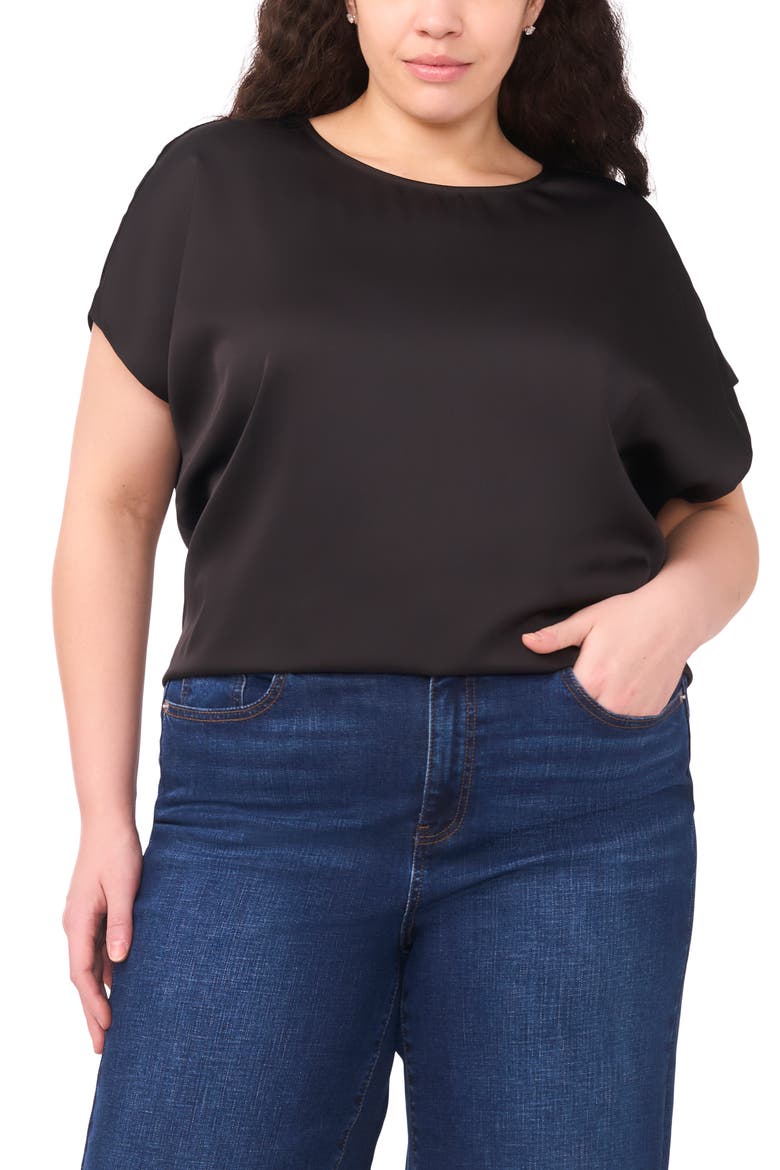 Dolman Sleeve Satin Top, Main, color, RICH BLACK 060