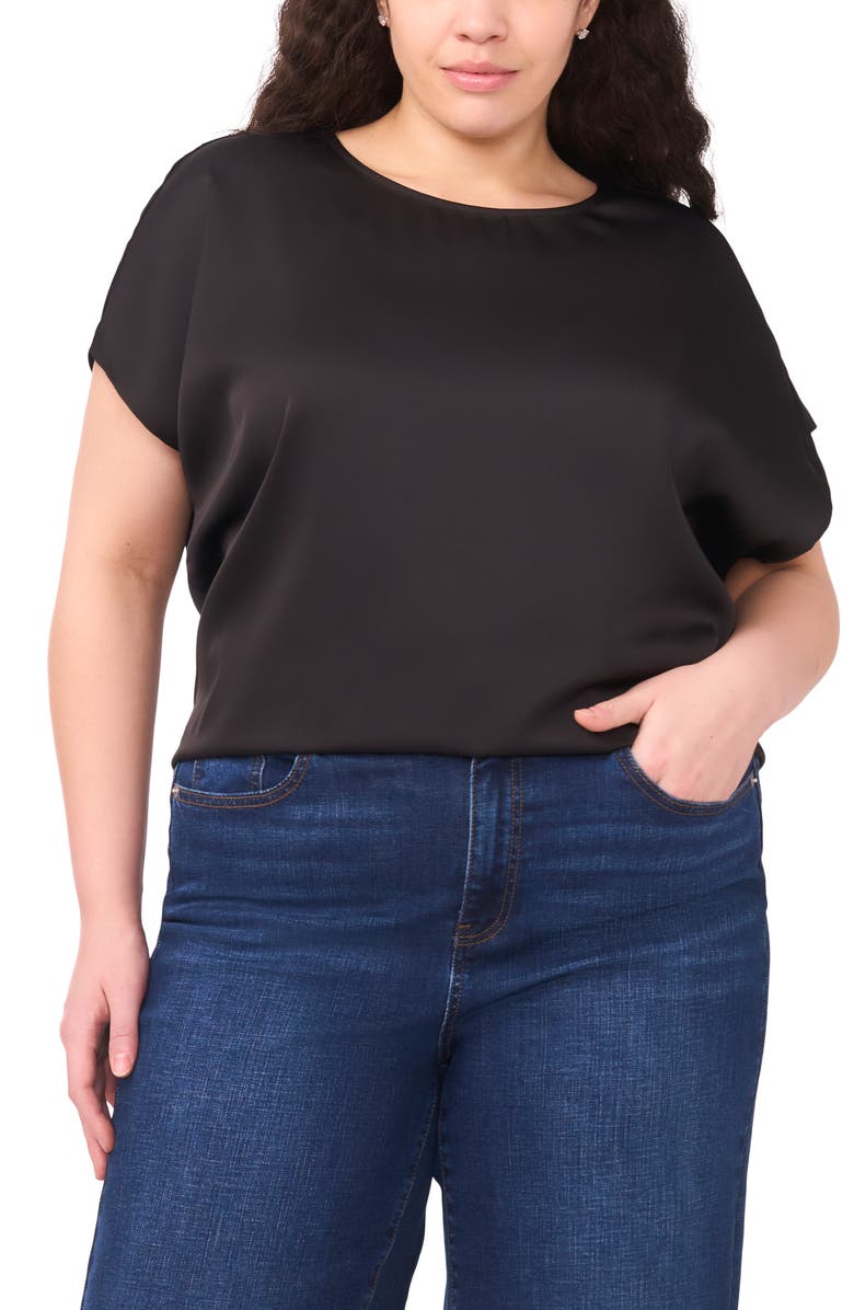 Halogen<sup>®</sup> Dolman Sleeve Satin Top, Main, color, Rich Black 060