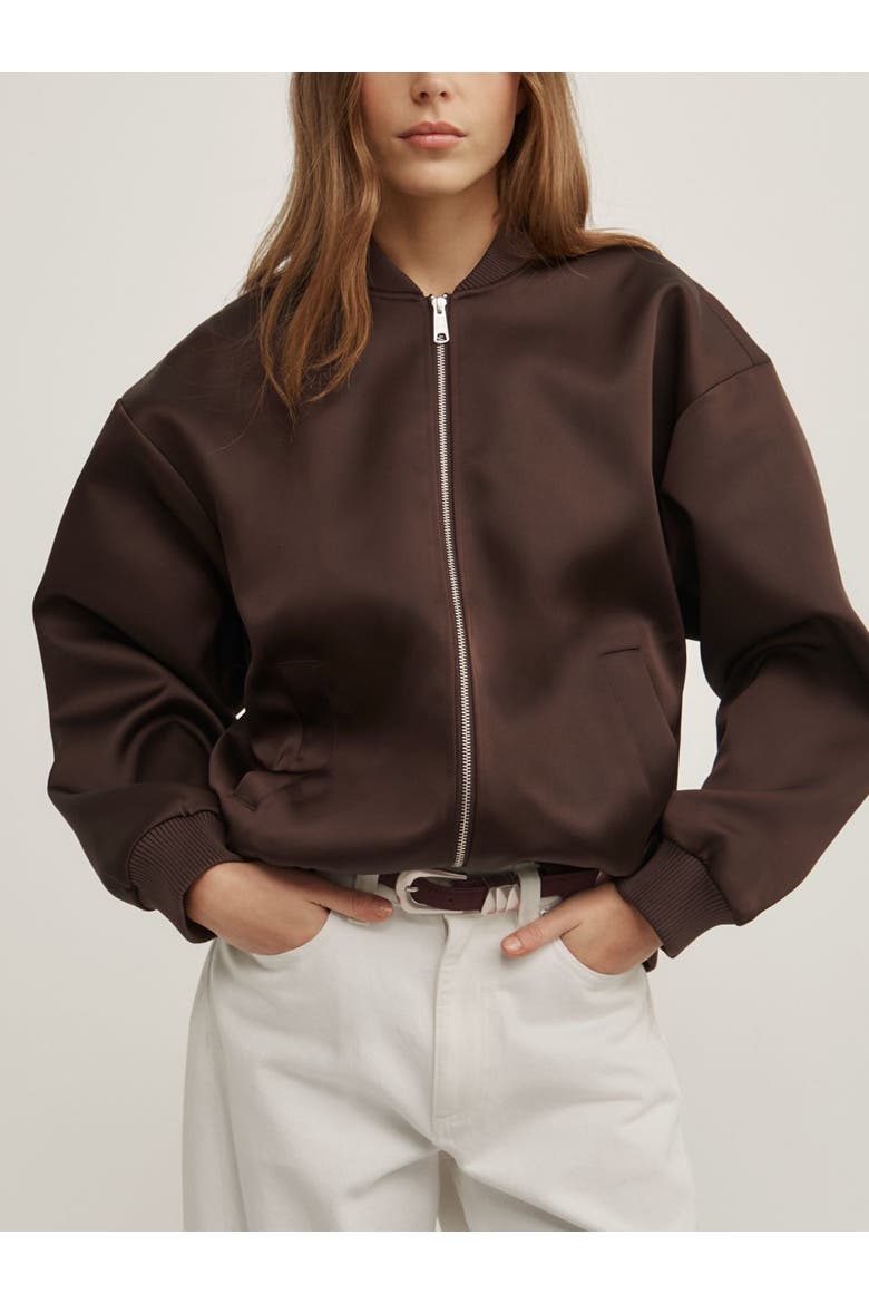 Nylon Bomber Jacket, Main, color, Espresso