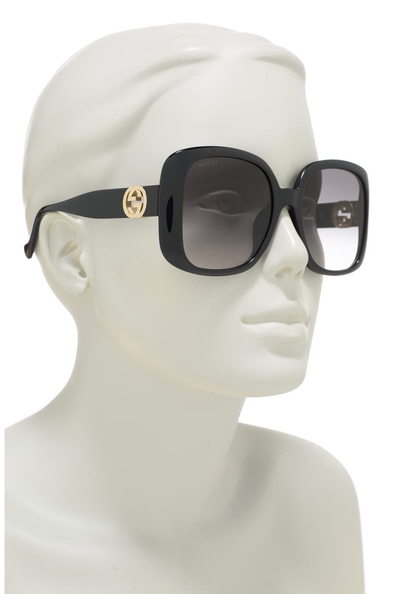 57mm Oversized Square Sunglasses, Alternate, color, BLACK BLACK GREY